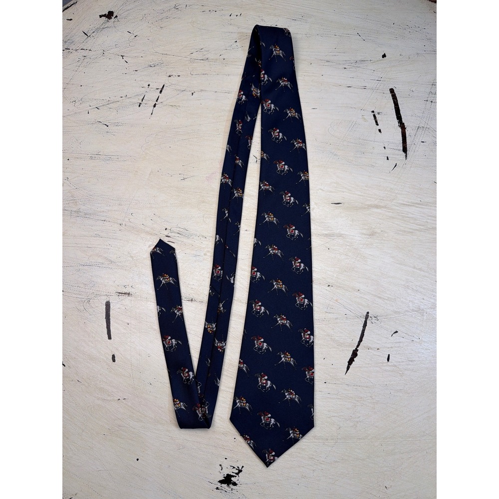 Diamond Silks Necktie Mens OS‎ Navy Blue Silk Equestrian Horse Racing Jockey Tie